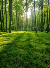 Fototapeta premium Sunlight Through Forest Trees