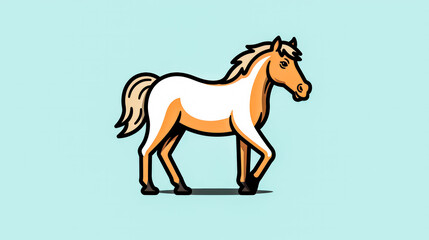 A cartoon horse is walking on a blue background.