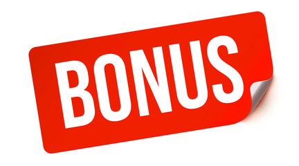 Red vector sticker and text Bonus. Isolated graphic element.