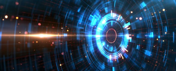 Obraz premium laser beams, glowing halos, and dynamic digital flows against a high-tech backdrop that pulsates with energy and light.