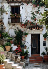 A beautiful Spanish style house with flowers