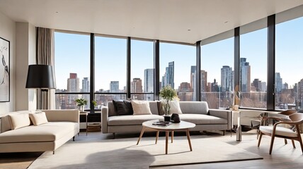 modern living room interior with fireplace