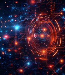 Fototapeta premium Abstract Futuristic Technology Background with Glowing Circuit Board