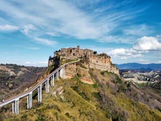 Fototapeta premium aerial view of the famous Civita di Bagnoregio