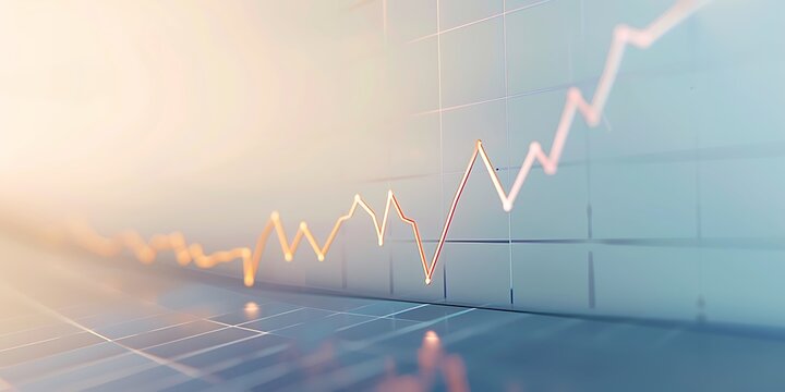 Single line graph rising on a clean, light backdrop, indicating market ascent.