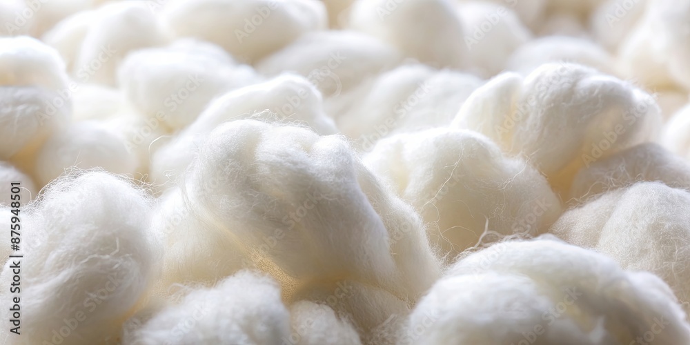 Wall mural Soft close up of cotton wool background, cotton, soft, background, close up, fluffy, gentle, delicate, white, texture, material