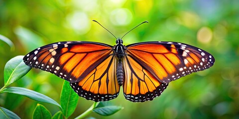 Vibrant and delicate monarch butterfly with stunning orange and black wings, nature, beauty, insect, wings, close-up