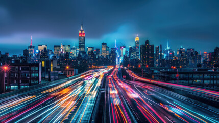 Fototapeta premium City Lights at Night: A Hyperlapse of Urban Energy