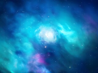 Fototapeta premium Turquoise and Indigo Nebulas: Stunning Gradient Galaxy Design