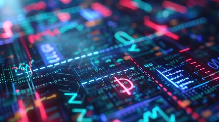 Fototapeta premium Futuristic Digital Economy Concept with AI-Driven Currency Symbols on Minimalist Background