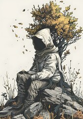 Lone Figure in a Mystical Forest