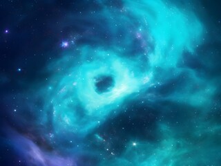 Obraz premium Turquoise and Indigo Nebulas: Stunning Gradient Galaxy Design