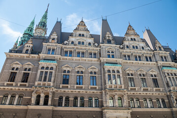 Fototapeta premium Liberec City Hall neorenaissance style building in historic city centre of Liberec, Czech Republic