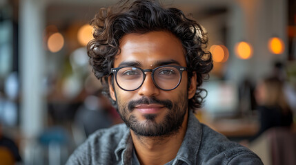Obraz premium Young Indian Entrepreneur Analyzes Data at Office