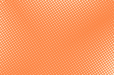 Obraz premium Spotted background with dots. Wavy half tone effect. Orange optical texture. Halftone dot pattern. Futuristic pop art print. Colored banner. Abstract vector illustration.