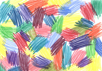 Abstract background. Colorful strokes with wax crayons