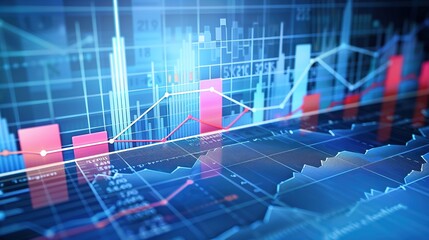 Contemporary Business Background with Dynamic Financial Graphs and Spacious Text Section