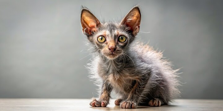 Small Lykoi cat with unique werewolf-like appearance, domestic cat breed, Lykoi, cat, small, unique, werewolf, appearance, domestic