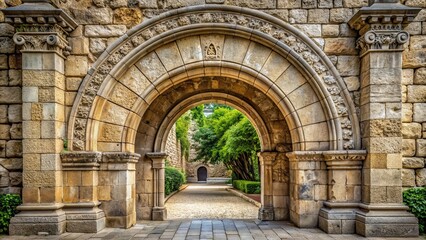 Obraz premium Stone archway with intricate details, ideal for architectural and historic designs, architectural, stone, archway
