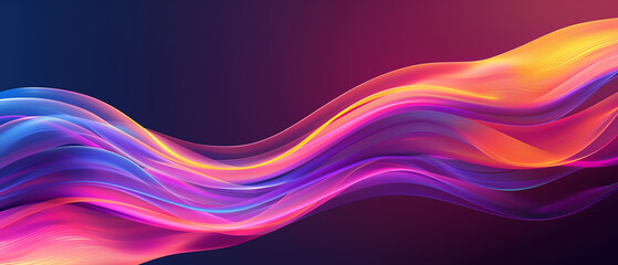 Obraz premium Neon pink and yellow abstract shapes on a gradient purple background