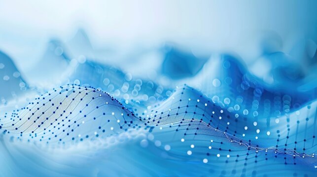 Futuristic 3D Scatter Plots on Blue Background for High-Tech Concepts with Copy Space