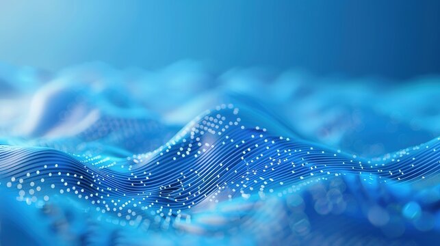 Futuristic 3D Scatter Plots on Blue Background with Copy Space