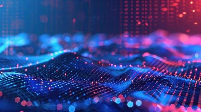 Futuristic 3D Scatter Plots on Blue Background with Space for Text - High-Tech Data Visualization Concept