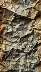 Abstract texture of crumpled paper with shades of brown and gray.