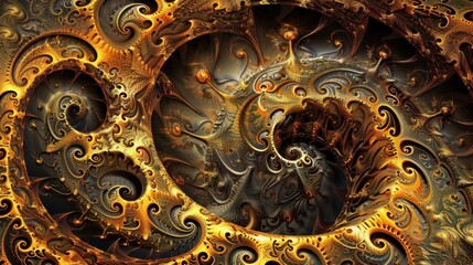 Abstract Digital Art: Golden Spirals