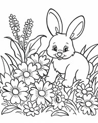 Obraz premium Coloring pages for kids, coloring animal hare, rabbit.