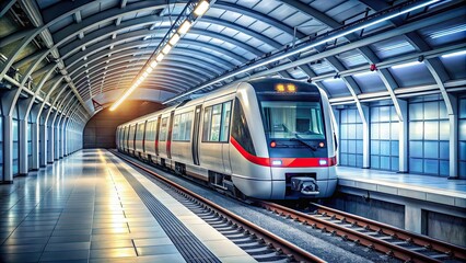 Modern underground train traveling, subway, metro, transportation, underground, modern, speed, commute, urban, public, rail