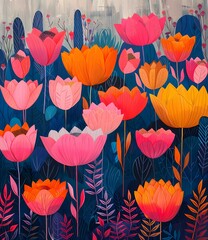 vibrant flowers in a field