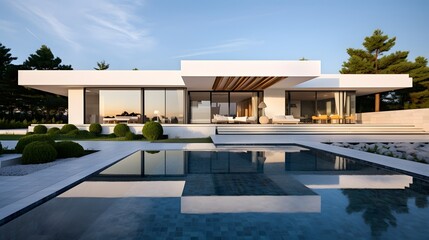 Fototapeta premium Luxury Modern House with Pool