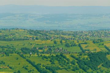 View of Zakopane from above. Panoramic view of the city. Tatra Mountains