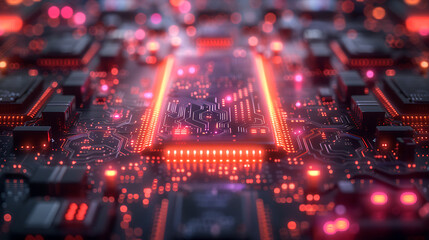 Obraz premium Vibrant AI Canvas with Harmonious Circuits