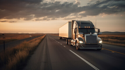 Obraz premium Texan truck driver on long highway