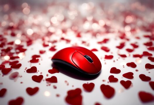 looks computer art red white mouse nubes technology cable isolated background buttons