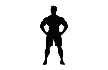 Fitness Silhouette Clipart isolated on a white background, Bodybuilder black Silhouette Vector