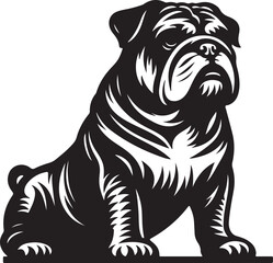 British bulldog silhouette line art clip art,vector black color silhouette 