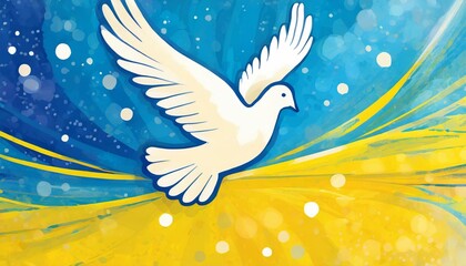 Naklejka premium dove of peace on a blue and yellow background
