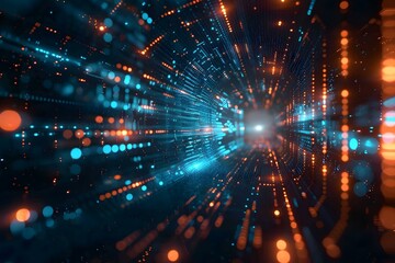 Obraz premium Abstract Digital Tunnel of Lights