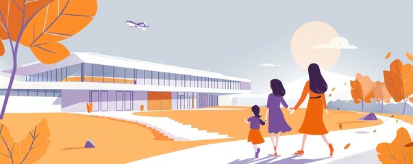 Obraz premium Outdoor educational setting with white backpack and red items on a picnic table,