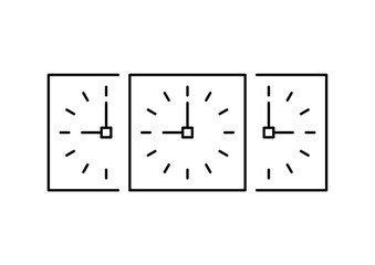 three analog clock concepts. three adjacent wall clock interfaces