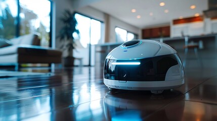 robot vacuum cleaner in interior 