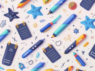 Hand-drawn pattern of purple musical instruments, ideal for music class and educational themes,