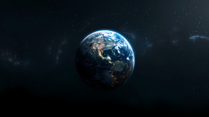 Naklejka premium Earth seen from space, isolated on black background