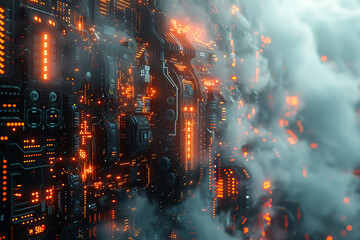 Naklejka premium Intricate Tech Canvas: Modern Abstract Masterpiece