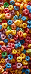 Top view shot of colorful cereal in a banner background