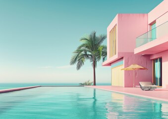 Fototapeta premium Neo pop minimalistic photo of house in miami