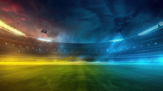 ICC world cup - Cricket stadium background with flag and trophy. Vector wallpaper design. illustration